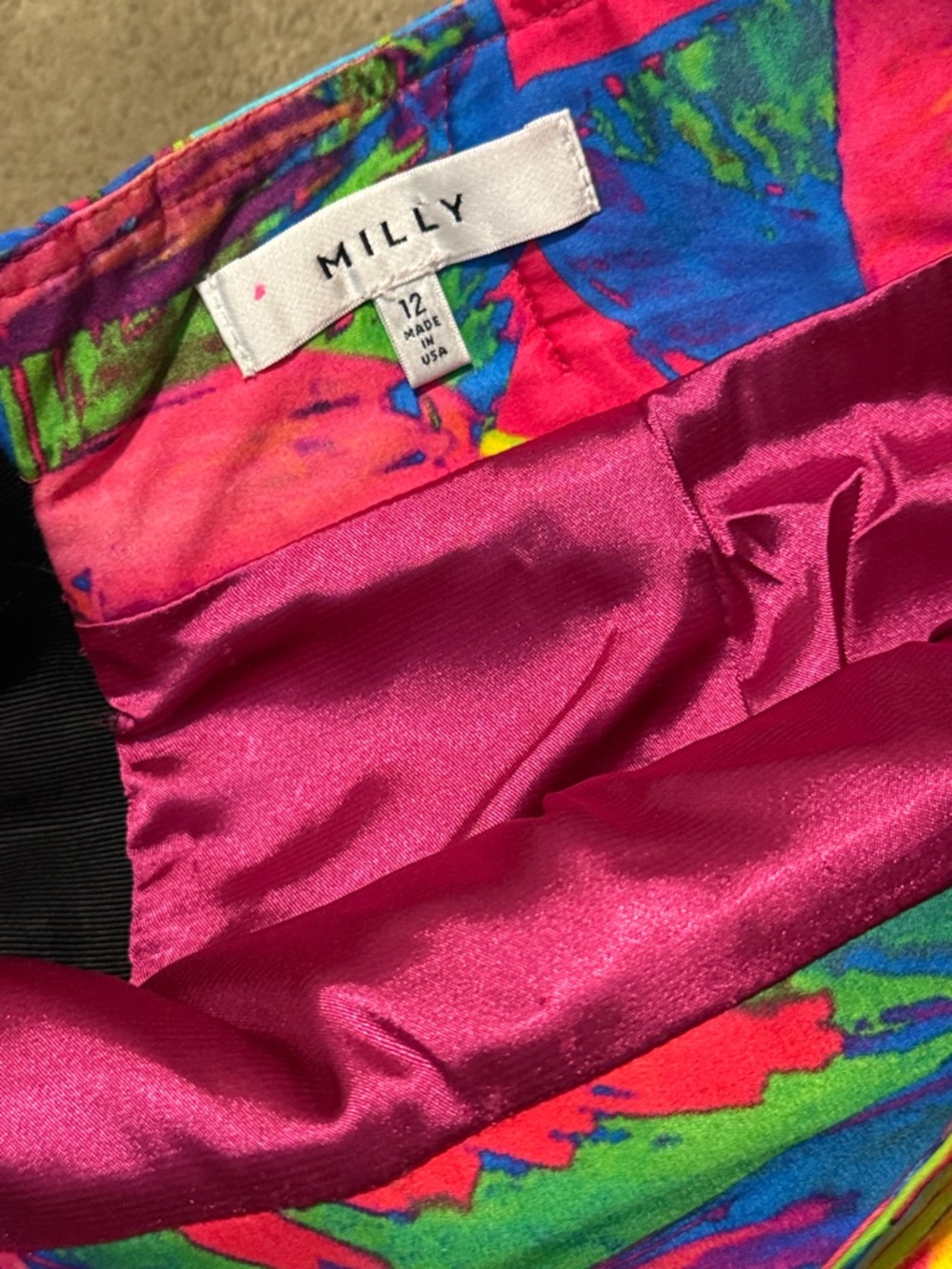 Milly Neon Tropical Spring Summer Print Mini Skirt Sz 12 - Picture 4 of 4